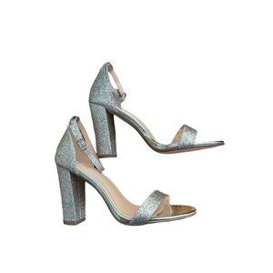 9 Aiit Glitter Ankle Strap 4" Block Heel Womans Shoes NWT